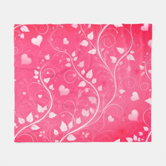 エレガントハートつる植物:ロマンチックなフローラデザイン フリースブランケット (正面(横))