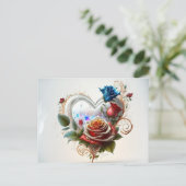 エレガントハートとバラ ポストカード (スタンド正面)