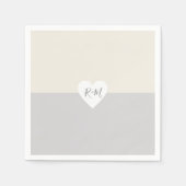 エレガントハートと新郎新婦イニシャル スタンダードカクテルナプキン (正面)