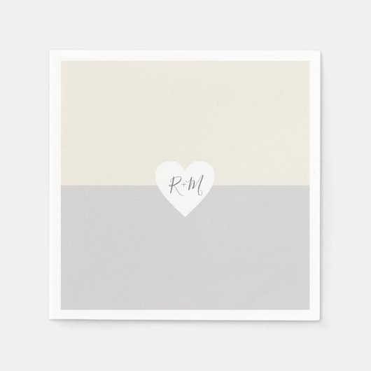 エレガントハートと新郎新婦イニシャル スタンダードカクテルナプキン (正面)