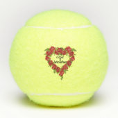 エレガントハートの赤いバラの離れリース テニスボール (正面)