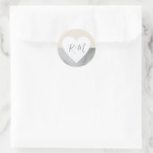 エレガントハートを新郎新婦と一緒にイニシャル ラウンドシール (バッグ)