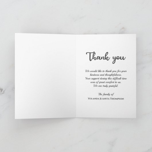 エレガントハートカスタムの葬儀で永遠に撮った サンキューカード (内部)