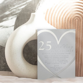 エレガントハートシルバー25結婚周年記念 箔招待状