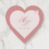 エレガントハートシンプルピンクモノグラムラベル フェイバータグ (裏面)