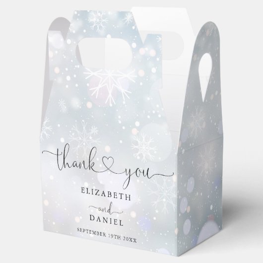 エレガントハートスクリプト冬の雪結婚片 フェイバーボックス (オープン)