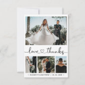 エレガントハートスクリプト4写真結婚の感謝 サンキューカード (正面)