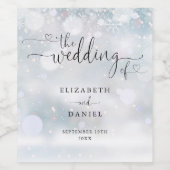 エレガントハートスクリプト 冬の結婚式 ワインラベル (シングルラベル)