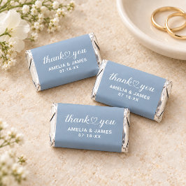 エレガントハートスクリプトDusty Blue結婚's Thank You