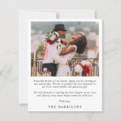 エレガントハートス結婚クリプトの写真サンキューカード (裏面)