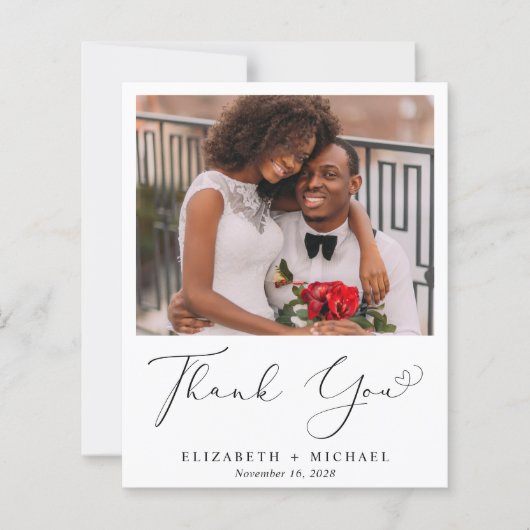 エレガントハートス結婚クリプトの写真サンキューカード (正面)