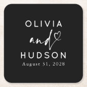エレガントハートス結婚クリプトまたはリハーサル スクエアペーパーコースター (正面)