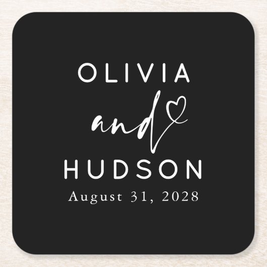 エレガントハートス結婚クリプトまたはリハーサル スクエアペーパーコースター (正面)