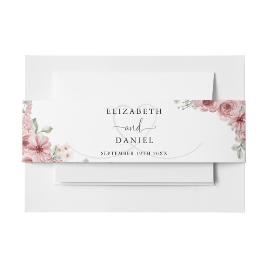 エレガントハートバラ結婚フローラ 招待状ベリーバンド (正面例)