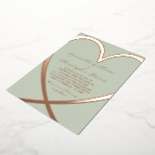 エレガントハートバラ金ゴールドとグリーン結婚式招待状 箔招待状 (回転した状態)