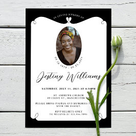 エレガントハートフレーム愛のメモリーフォト葬儀 招待状