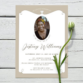 エレガントハートフレーム愛のメモリーフォト葬儀 招待状