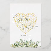 エレガントハートユーカリフォーマル結婚葉 箔招待状 (正面)