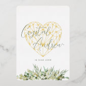 エレガントハートユーカリフォーマル結婚葉 箔招待状 (正面)