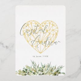 エレガントハートユーカリフォーマル結婚葉 箔招待状
