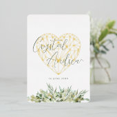 エレガントハートユーカリフォーマル結婚葉 箔招待状 (立ち正面)