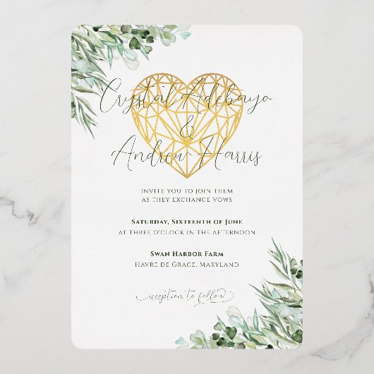 エレガントハートユーカリフォーマル結婚葉 箔招待状 (裏面)