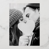 エレガントハート写真のスクリプ結婚ト 箔招待状 (裏面)