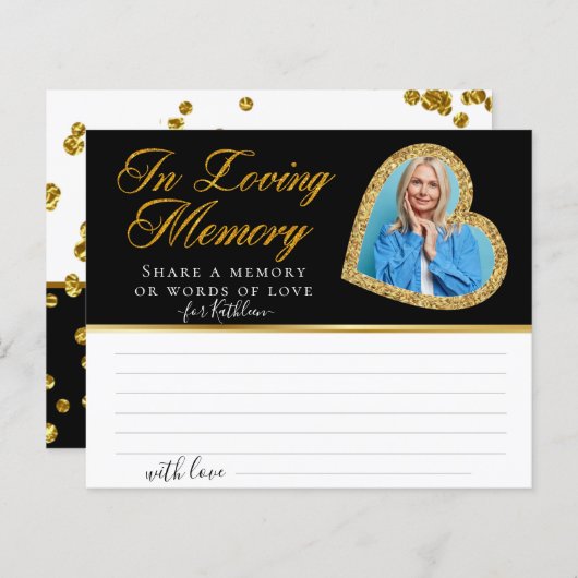 エレガントハート写真共有メモリ葬儀カード (正面/裏面)