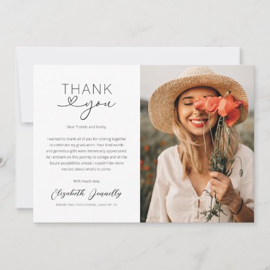エレガントハート卒業写真サンキューカード サンキューカード (正面)