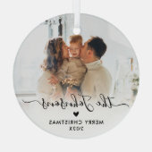 エレガントハート台本ファミリー写真目出しクリスマス ガラスオーナメント (裏面)