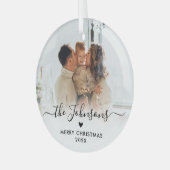 エレガントハート台本ファミリー写真目出しクリスマス ガラスオーナメント (正面左)