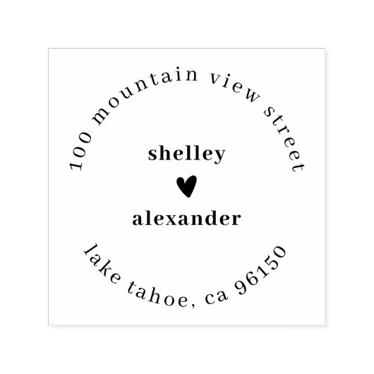 エレガントハート名2名差出人住所自己手書き セルフインキングスタンプ (デザイン)