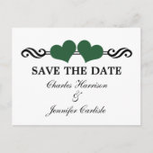 エレガントハート日付はがきを保存、緑 案内ポストカード (正面)
