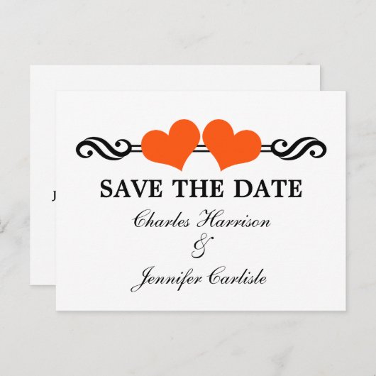 エレガントハート日付はがき保存(オレンジ) 案内ポストカード (正面/裏面)