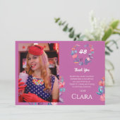 エレガントハート水色フローラ誕生感謝してい日 招待状 (スタンド正面)