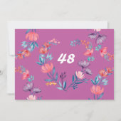 エレガントハート水色フローラ誕生感謝してい日 招待状 (裏面)