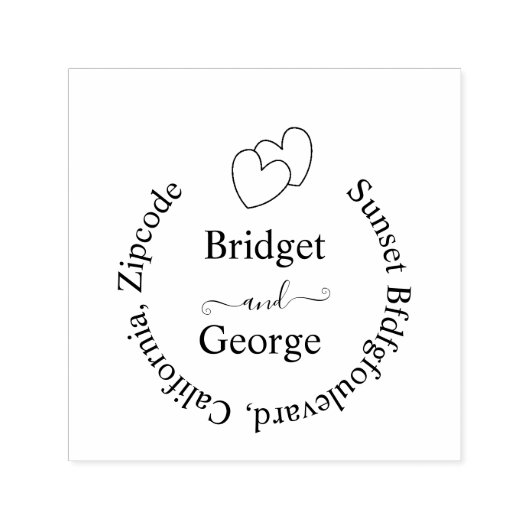 エレガントハート結婚とラウンドリターンの黒 セルフインキングスタンプ (デザイン)