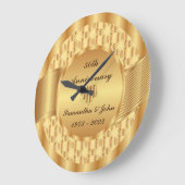 エレガントハート50金ゴールド結婚記念日 ラージ壁時計 (傾斜)