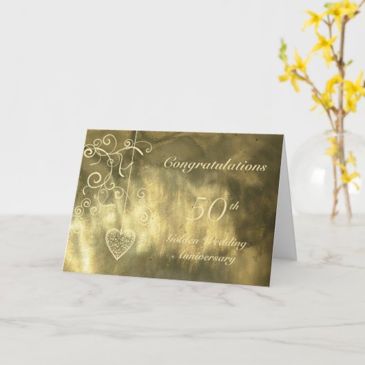 エレガントハート ゴールデンウェディングアニバーサリー カード (黄色い花)