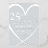 エレガントハート シルバー25周年記念結婚式 箔招待状 (正面)