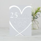 エレガントハート シルバー25周年記念結婚式 箔招待状 (立ち正面)
