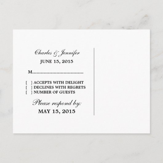 エレガントハートRSVPはがき、紫 インビテーションポストカード (裏面)