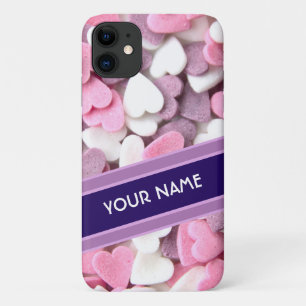 エレガントハートVIOLETストライプの iPhoneの名前 iPhone 11 ケース