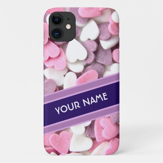 エレガントハートVIOLETストライプの iPhoneの名前 Case-Mate iPhoneケース (裏面)