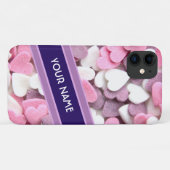 エレガントハートVIOLETストライプの iPhoneの名前 Case-Mate iPhoneケース (裏面(横))