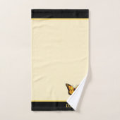 エレガントバタフライオンアイボリー&ブラックストライプ バスタオルセット (ハンドタオル)