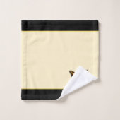 エレガントバタフライオンアイボリー&ブラックストライプ バスタオルセット (ウォッシュタオル)