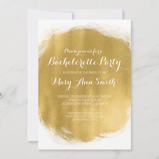 エレガントバチェロレッテ絵を描金ゴールド 招待状 (正面)