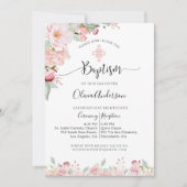 エレガントバプテスピンク&ミントフローラ招待状 招待状 (正面)