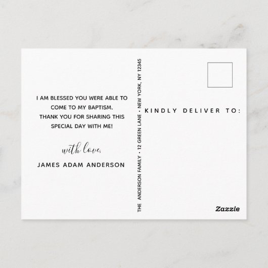 エレガントバプテスマ写真 ポストカード (裏面)